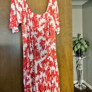 Rebdolls Red and White Puff Sleeve Sundress